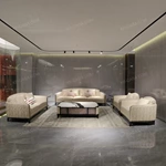 Cream Leather Sofa Set with Wave Quilted Craftsmanship, Natural Wood Veneer & Embroidered Wing Logo Accents